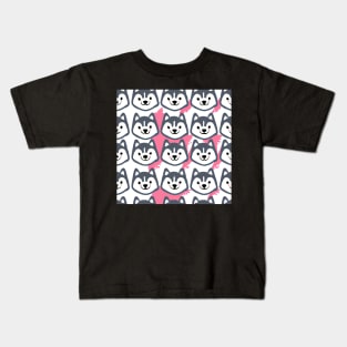 Siberian Husky Pattern Kawaii Kids T-Shirt